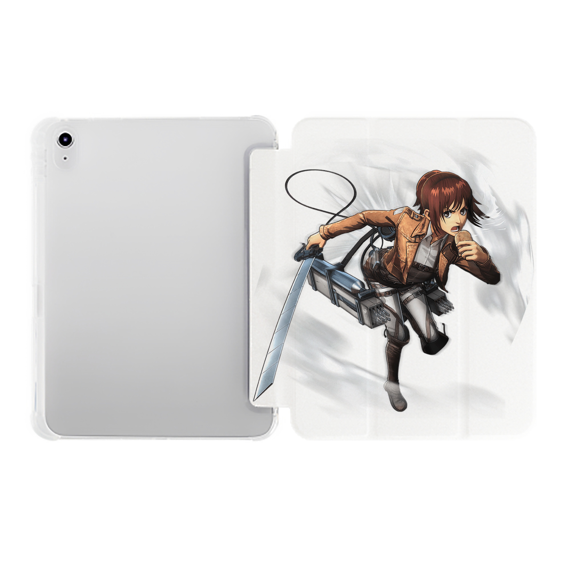 （画像用） 進撃の巨人 サシャ·ブラウス Attack on Titan Sasha Blaus IPad ケース ペン収納付き 三つ折りスタンド PUレザー×シリコン 対応機種9.5/10.5/10.9インチ